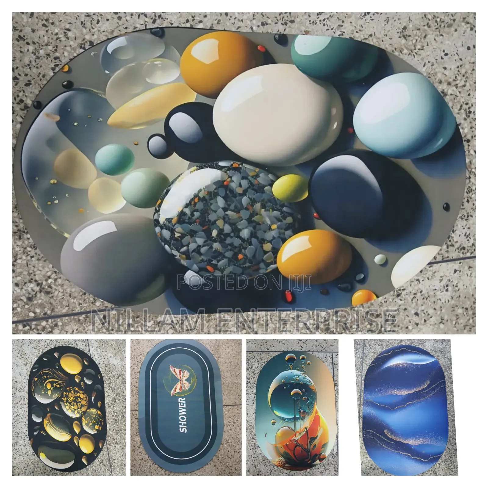 Big Size Oval 48*78cm* Bathroom/ Door Mats With Rubber Underside