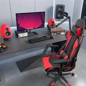 Office Chairs; Black-Red Home Office Adjustable Gaming Chairs