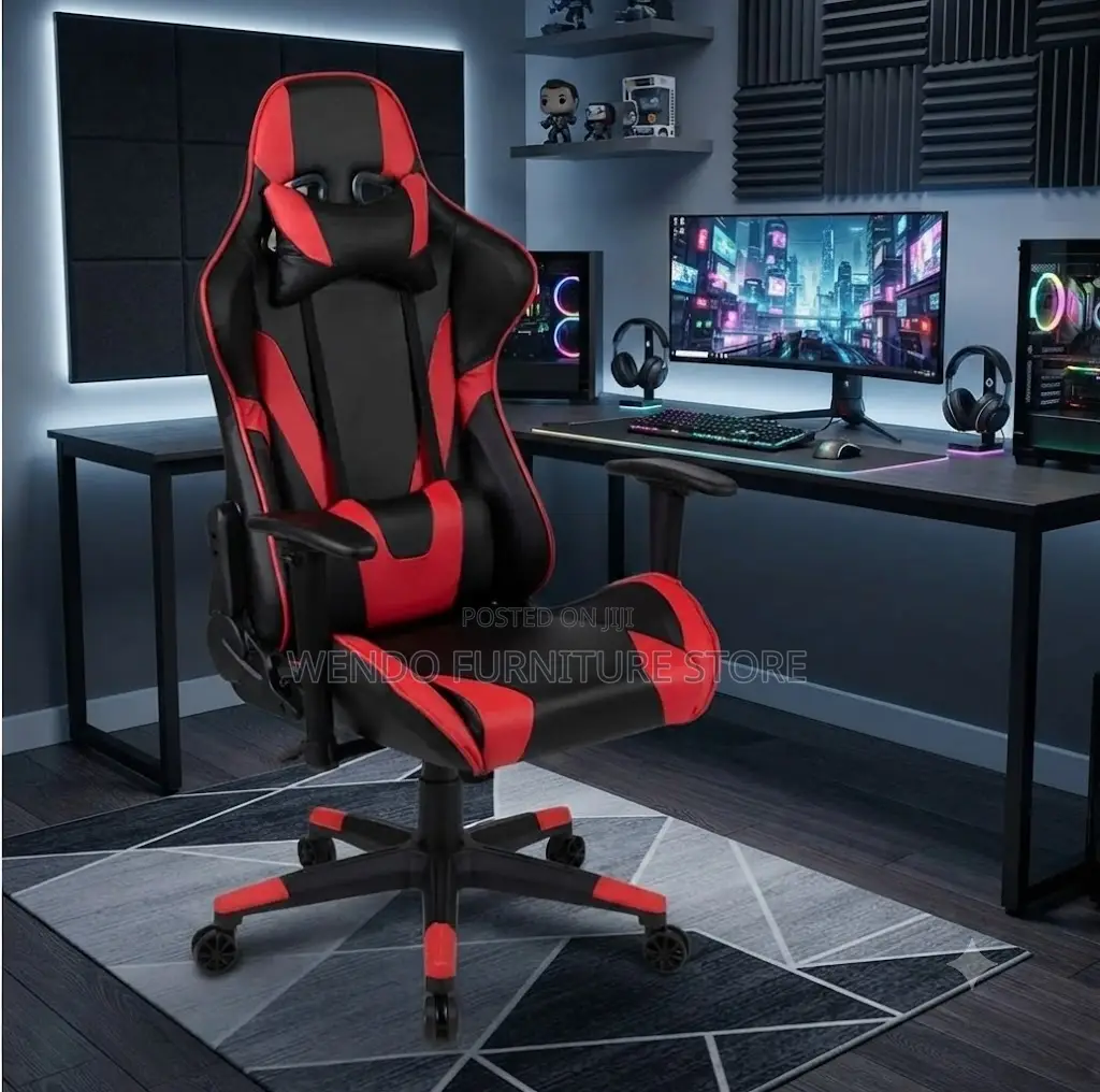 Office Chairs; Black-Red Home Office Adjustable Gaming Chairs
