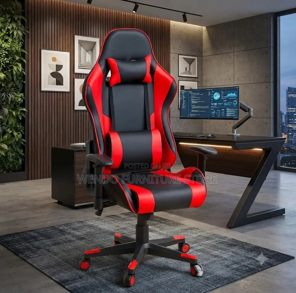 Office Chairs; Black-Red Home Office Adjustable Gaming Chairs