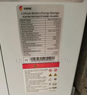 SRNE 5.12kwh - 48v (100Ah)Display Lithium Ion Solar Battery