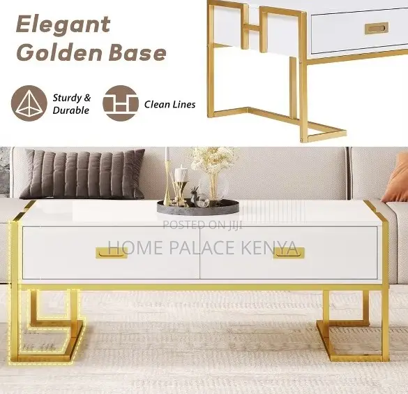 Coffee Table: Nova Modern Luxury Gold Accent Coffee Table