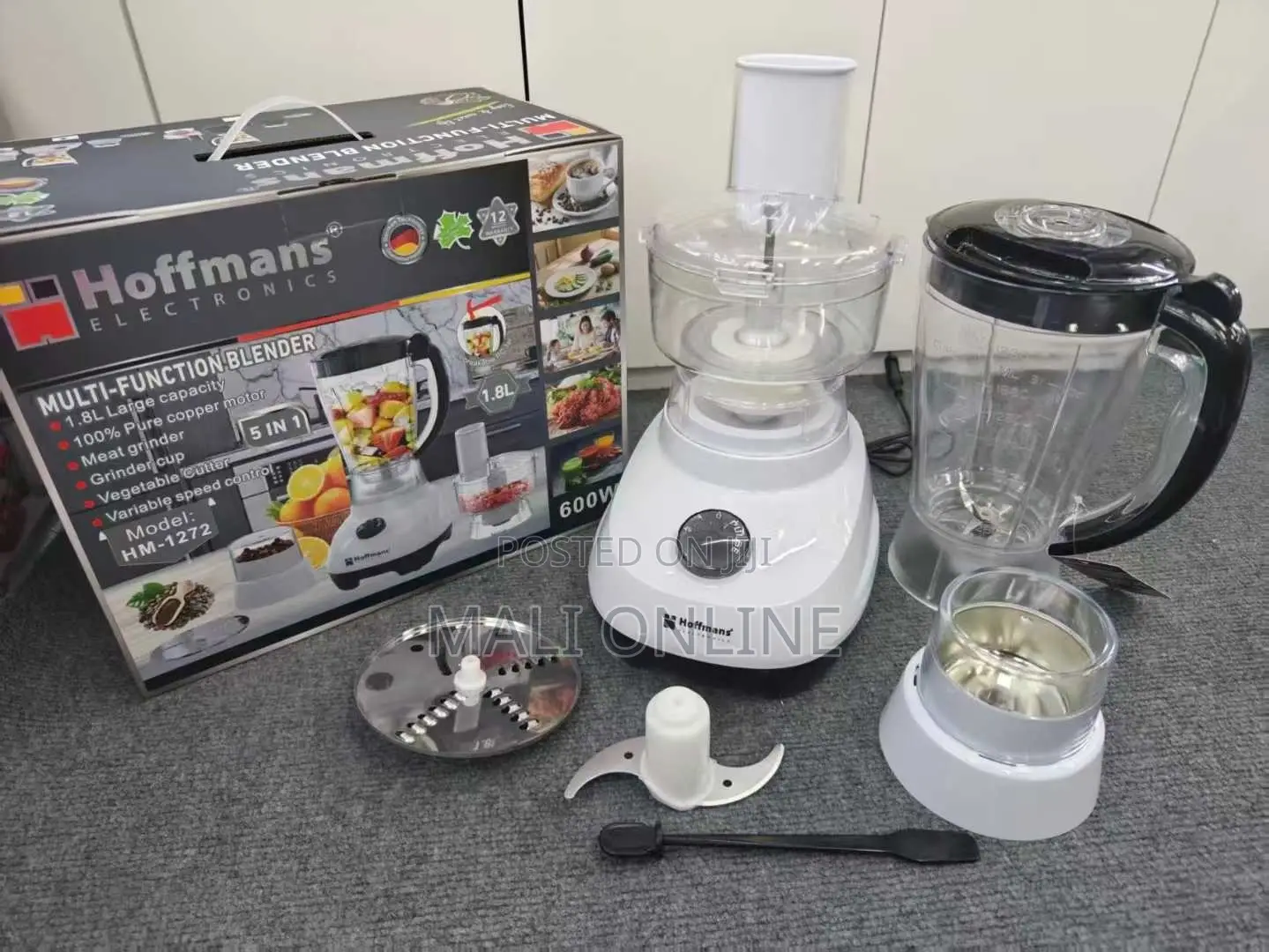 Hoffmans Blender 5 in 1 600W Mixer Grinder Chopper 1.8L UnbreakableJar
