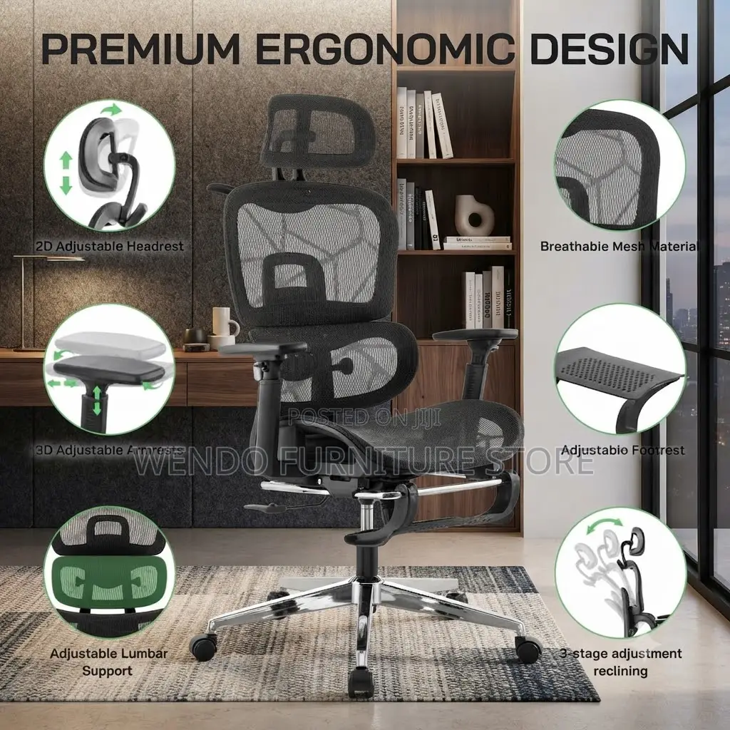 Office Chairs; Headrest Executive Orthopedic Chair With Footrest