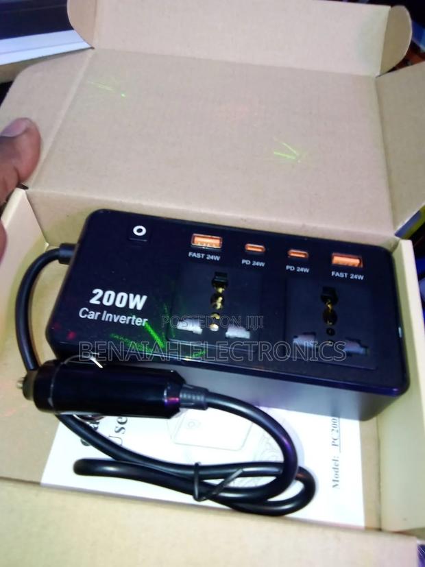 Car Inverter DC to AC 200watts 2 Type C 2 USB Ports 24watts Output - thumbnail 2