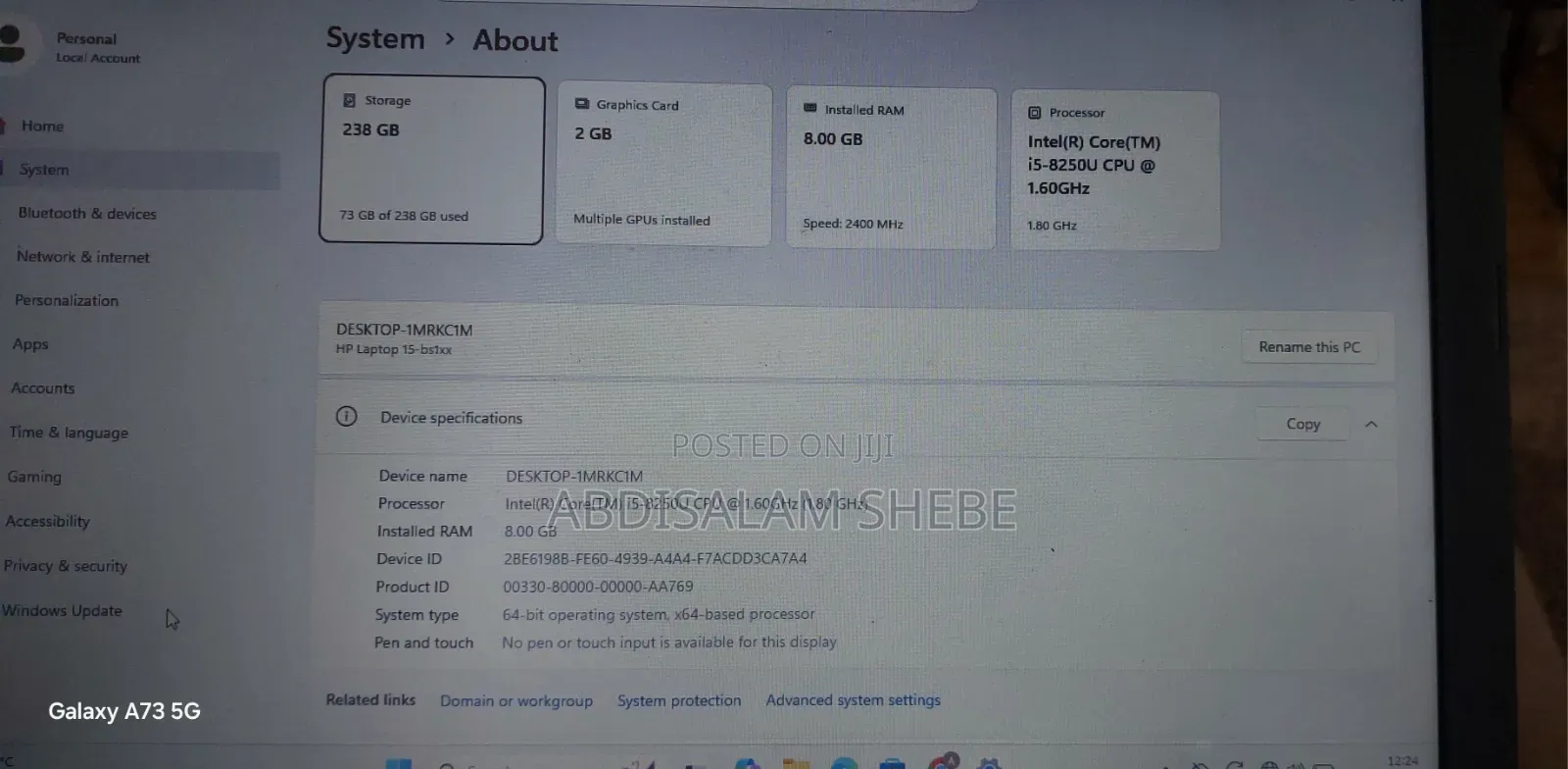 Laptop HP 15 8GB Intel Core i5 SSD 256GB
