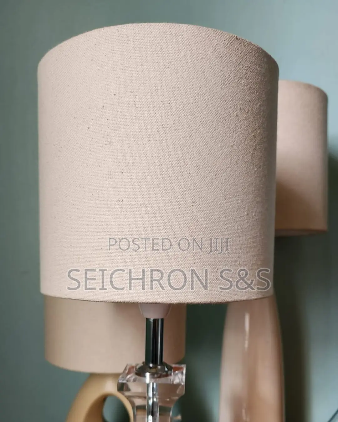 Crystal-Style Table Lamp - European Base, New Canvas Shade