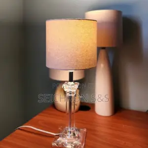 Crystal-Style Table Lamp - European Base, New Canvas Shade