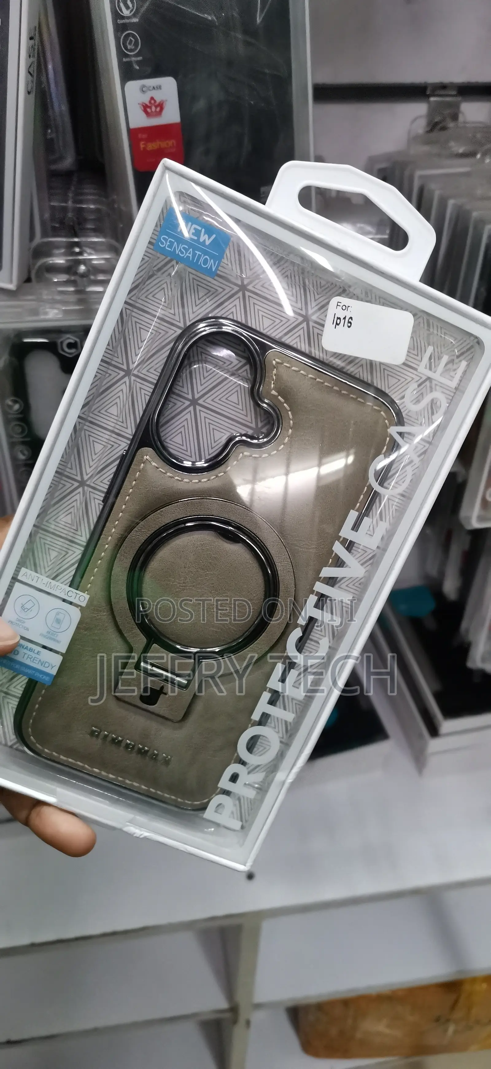 Leather-Texture Protective Case Designed for an Apple iPhone 16.
