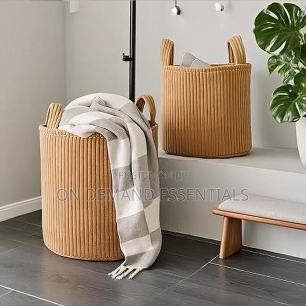 Corduroy Storage Basket / Laundry Basket - thumbnail 2