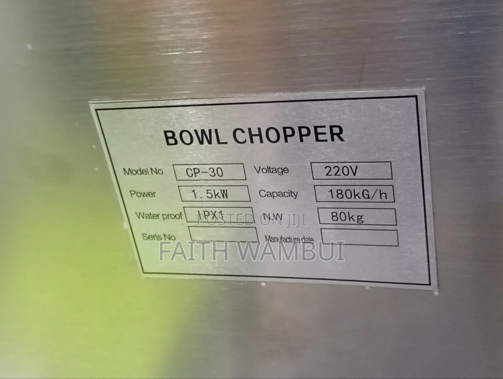 180kg/Hour Commercial Electric Bowl Chopper Machine