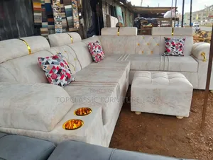 Cream L Shape With Gold Cup Holder