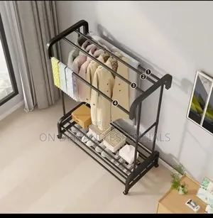 Double Pole Wheeled Multifunctional Clothes Drying Rack
