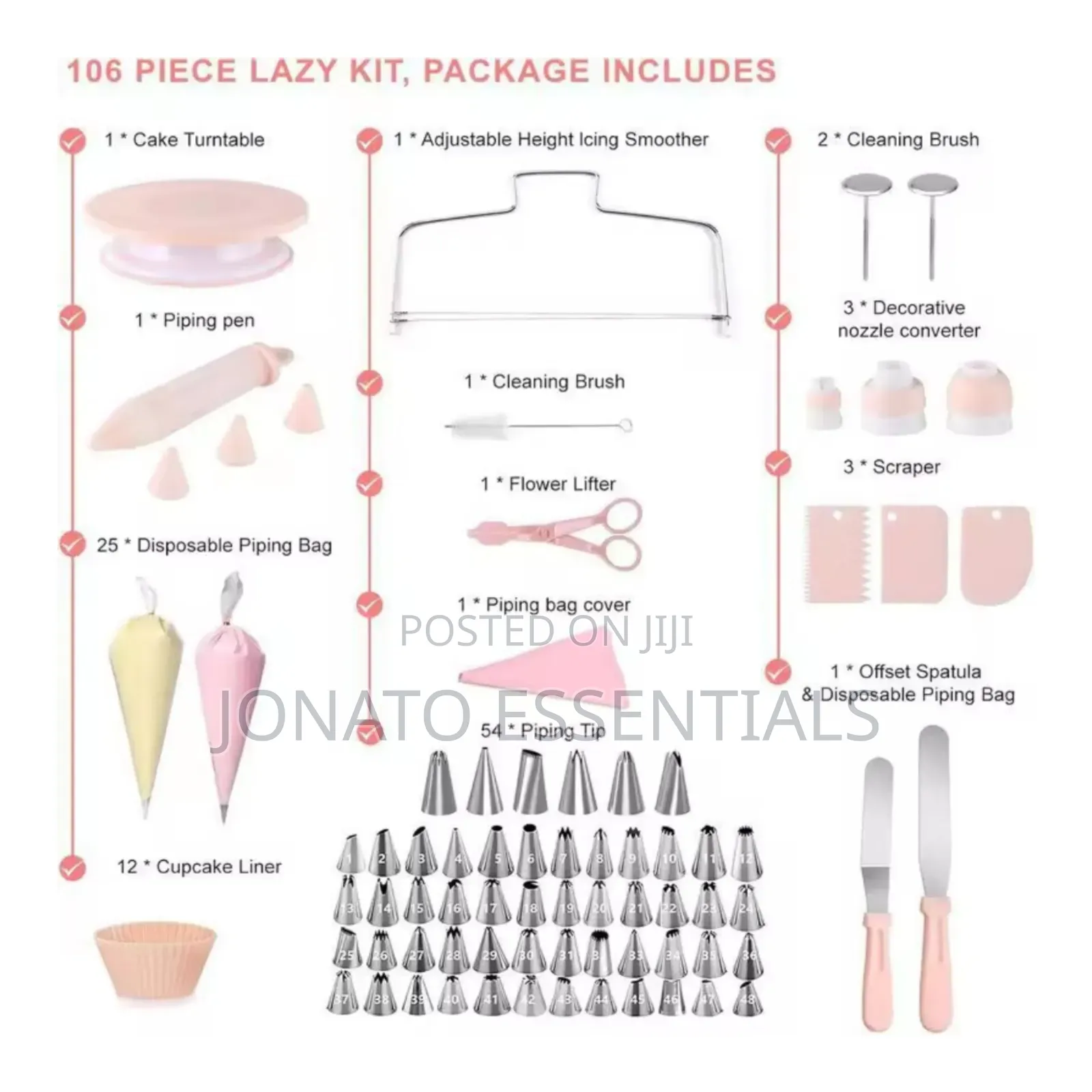 106 Piece Cake Decorating Kit Turntable Piping Tips Spatula Set