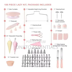 106 Piece Cake Decorating Kit Turntable Piping Tips Spatula Set