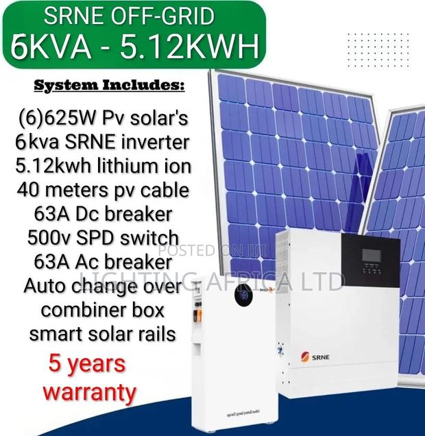 SRNE 6kva - 5.12kwh Lithium - (6)625W Solar - Installation Transport - main view