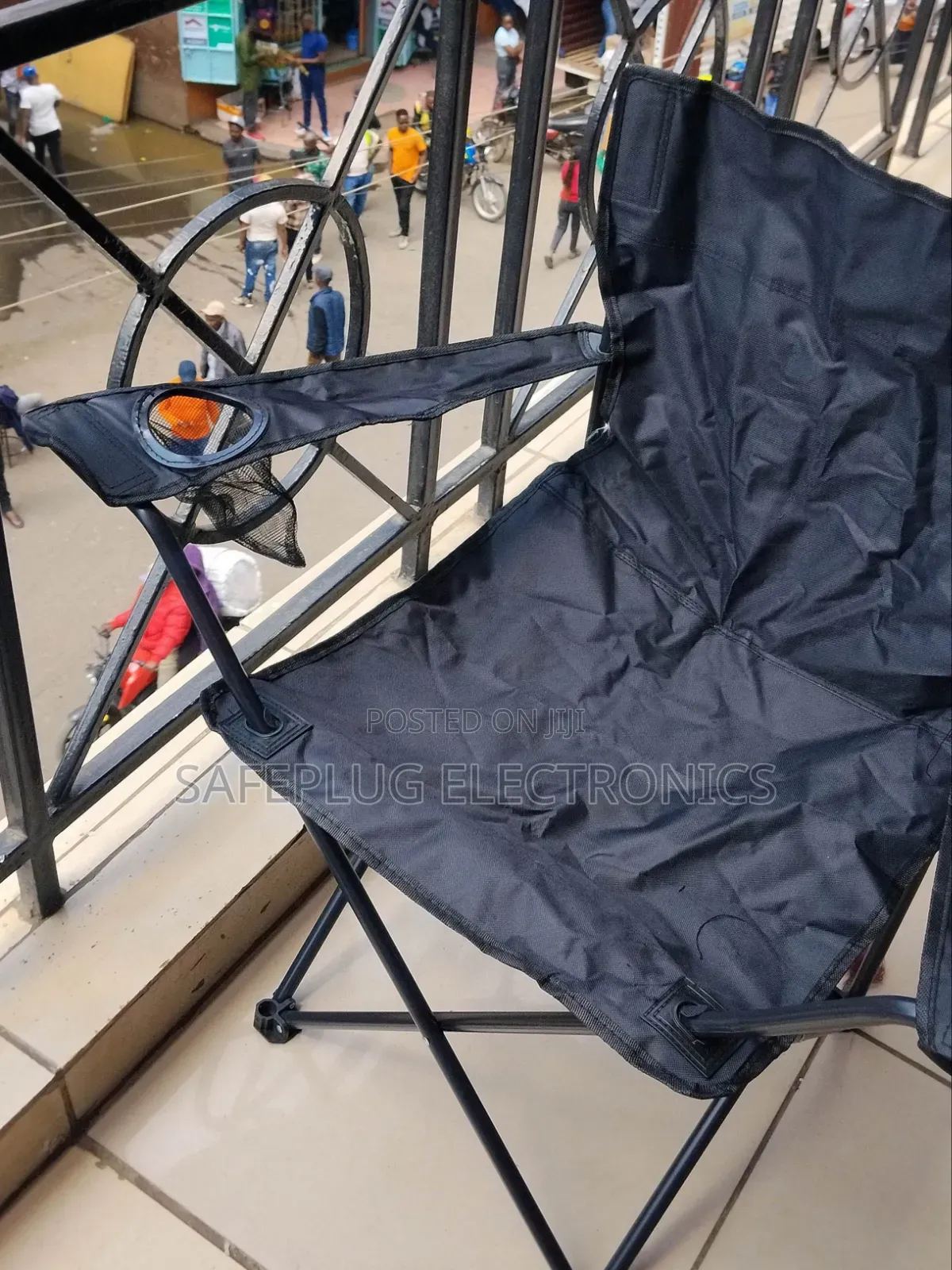 Foldable Camping Chair With Cup Holder – Black