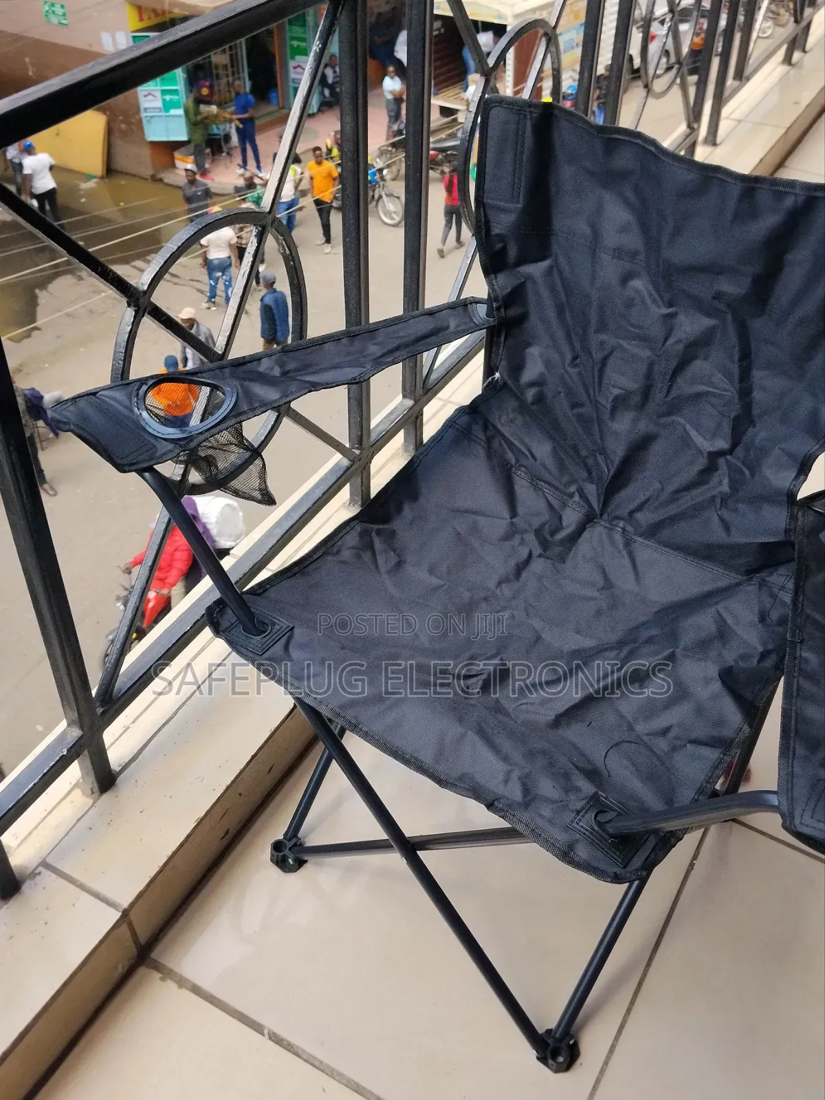 Foldable Camping Chair With Cup Holder – Black