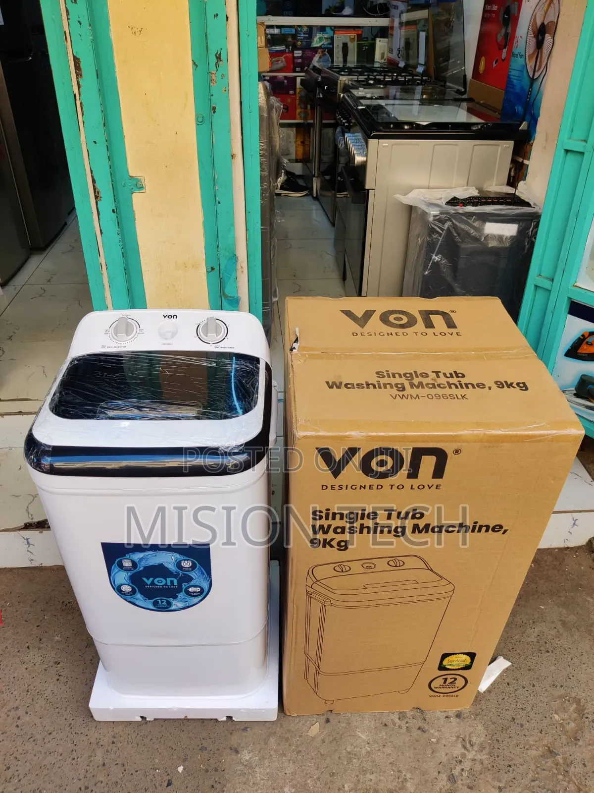 *Von Washing Machine 9kg Single Tub * 