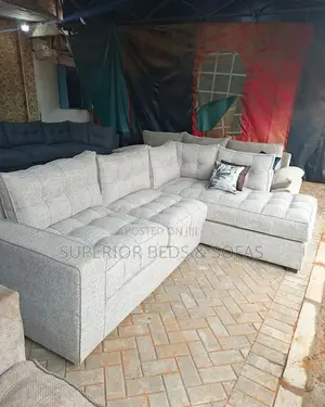 5 Seater Beige Tufted L-Shaped Sofa in Nairobi