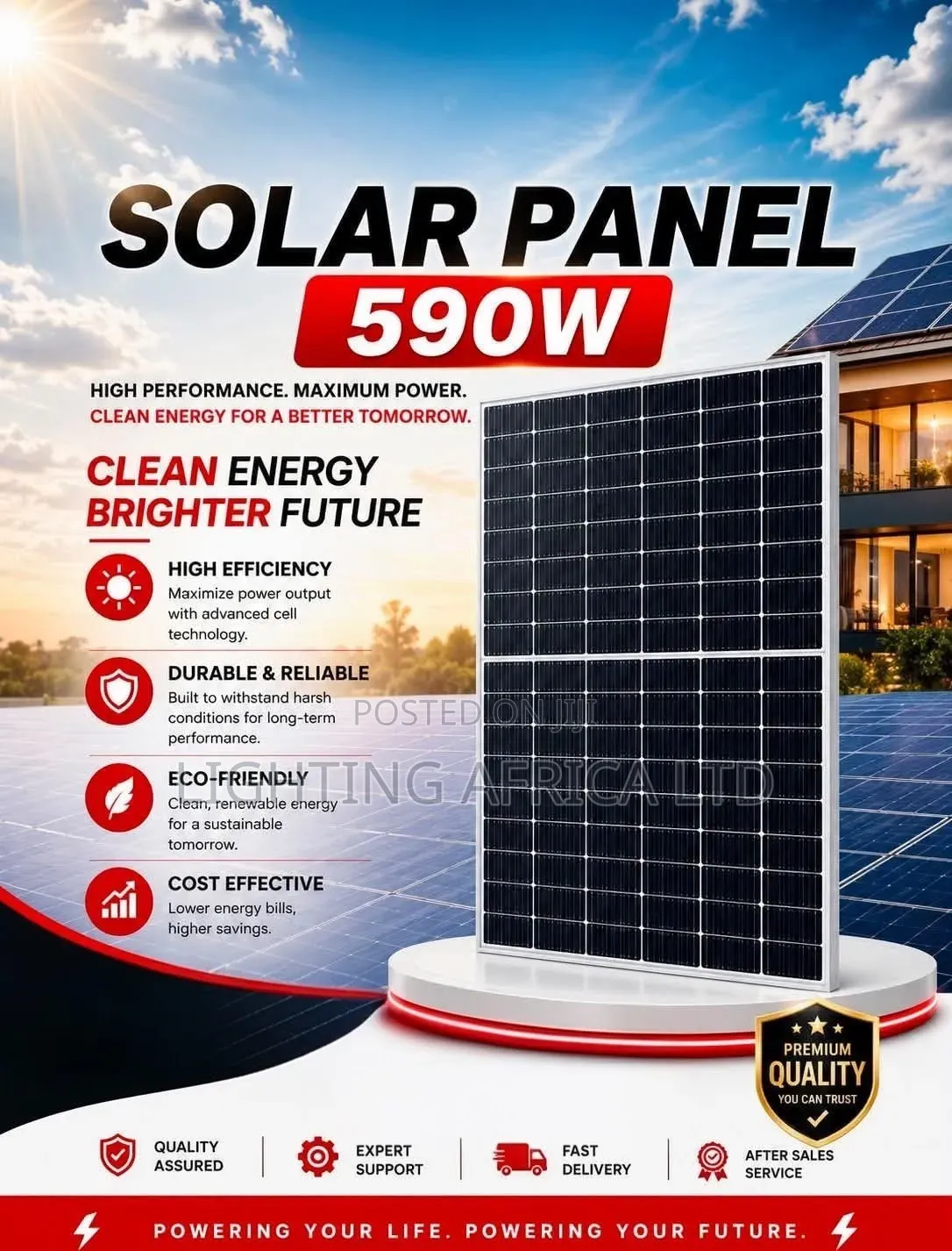 590 Watts - 49 Volts Monocrystalline All Weather Solar Panels