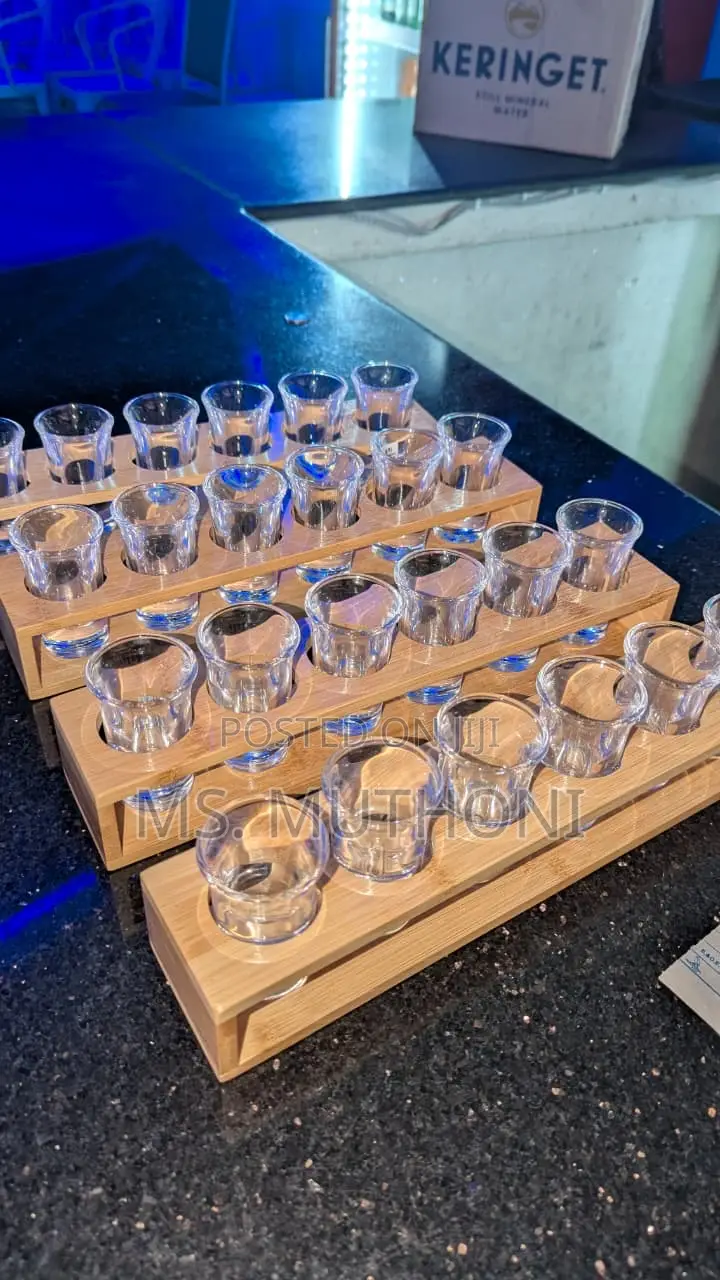 Premium Wooden Shot Glass Display.