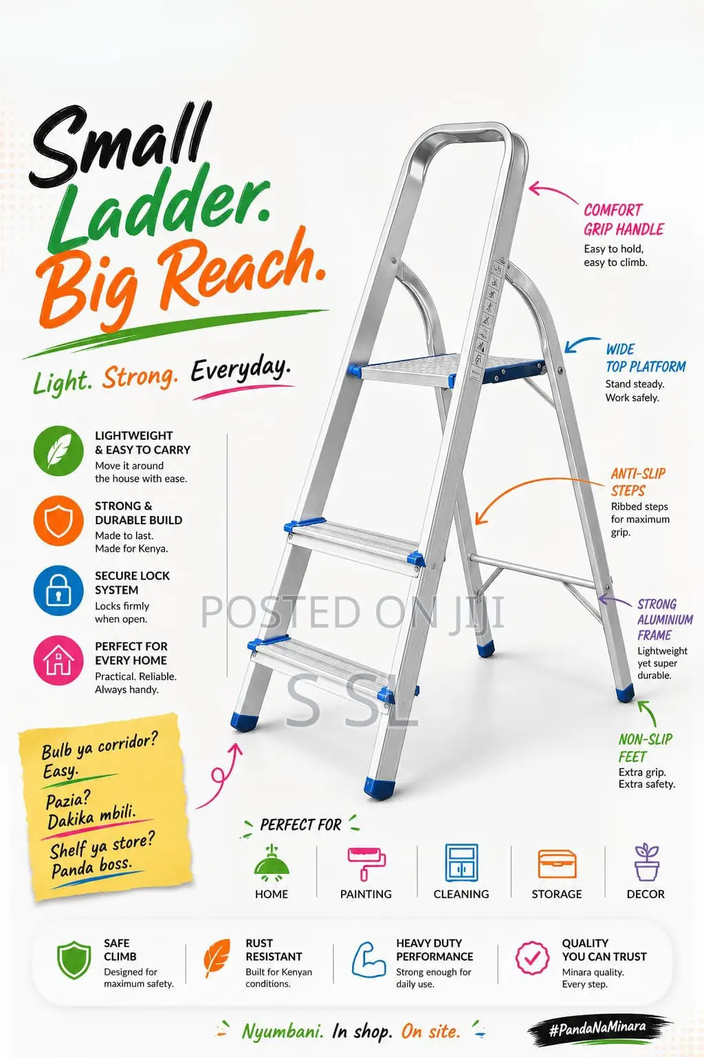Buy 3 Step Ladder in Kenya – Durable Lightweight