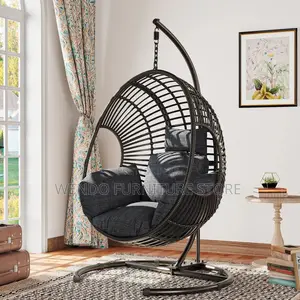 Home Chairs; Rattan Made Hammock Swing Seats With Leather Cushion