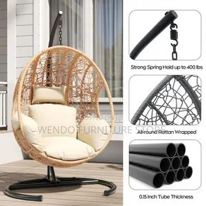 Home Chairs; Rattan Made Hammock Swing Seats With Leather Cushion