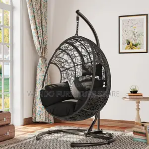 Home Chairs; Rattan Made Hammock Swing Seats With Leather Cushion