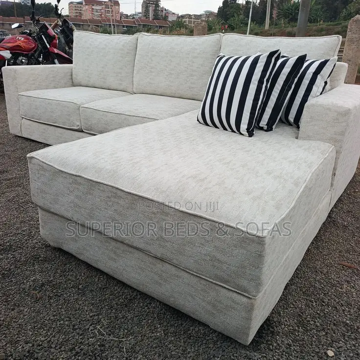 5 Seater Off-White L-Shaped Sofa in Utawala: Free Delivery