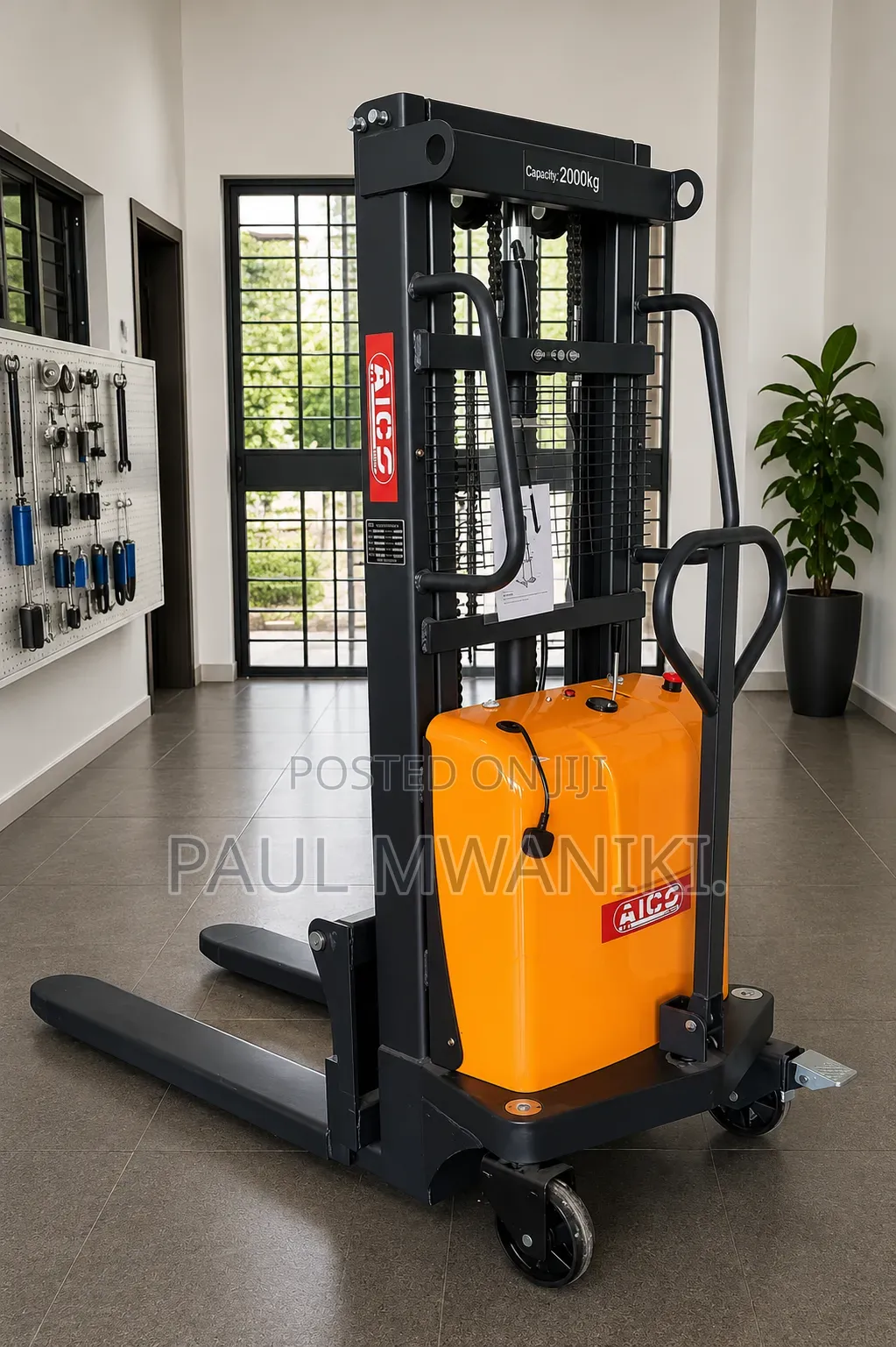 2 Ton Semi-Electric Stacker | Battery Powered Hydraulic Pallet Stacker