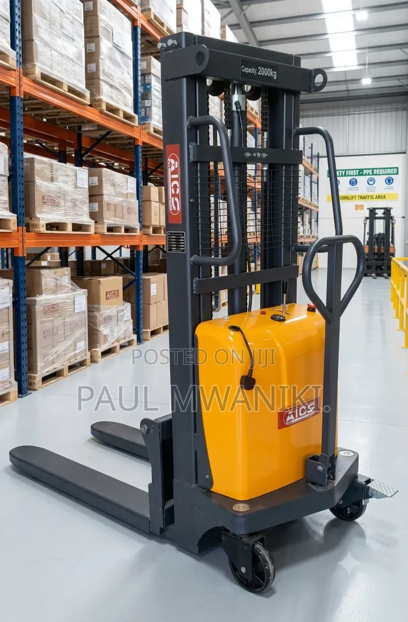 2 Ton Semi-Electric Stacker | Battery Powered Hydraulic Pallet Stacker