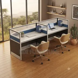 Office Workstation; Two Users Straight Modern Office Workstation
