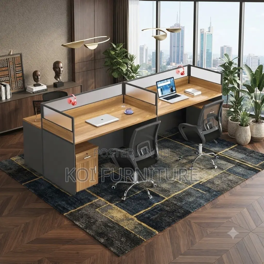 Office Workstation; Two Users Straight Modern Office Workstation