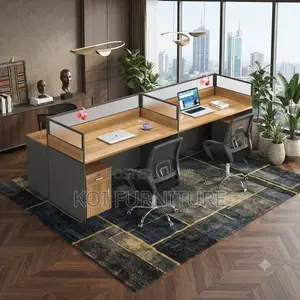 Office Workstation; Two Users Straight Modern Office Workstation