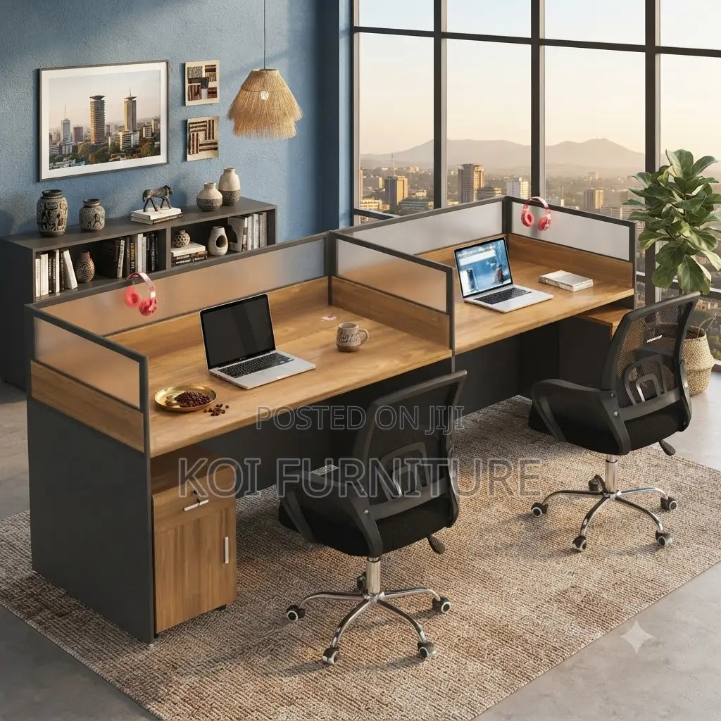 Office Workstation; Two Users Straight Modern Office Workstation