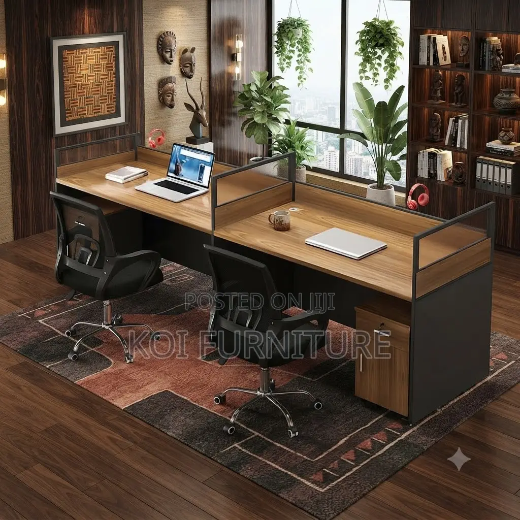 Office Workstation; Two Users Straight Modern Office Workstation