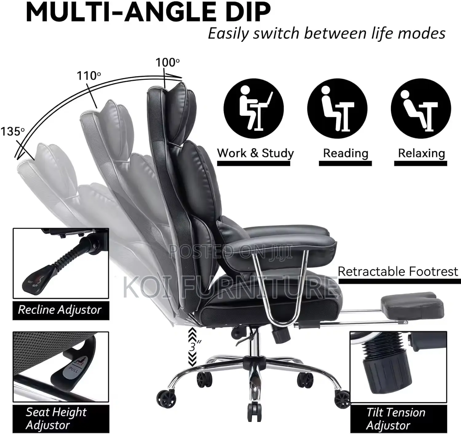 Office Chairs; High Back Executive Chair With Butterfly Backrest