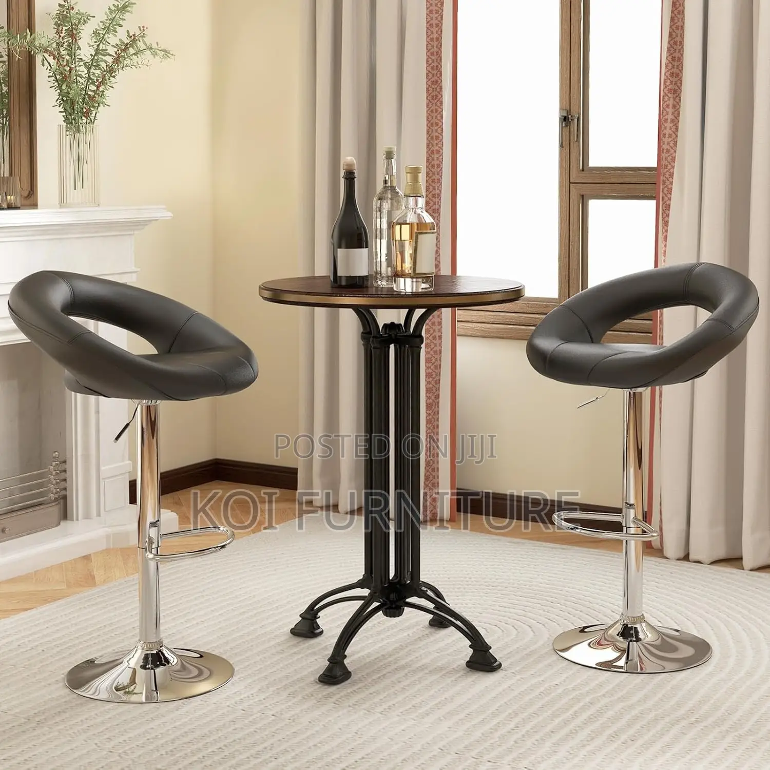 Barstool; Roud Home Leather Adjustable Living Room Barsools