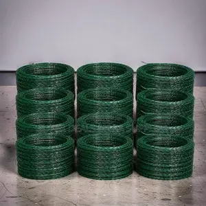 Green 100mm,200mm, 450mm 6m /8m/10m Length Barbed Razor Wire