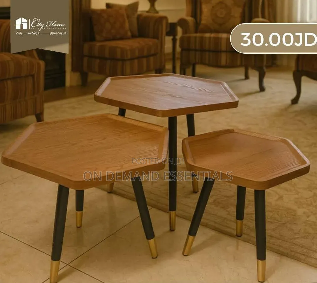 3pc Set Hexagonal Nesting Table Stools