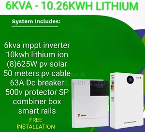 SRNE 6kva - 10kwh Lithium - (8)625W Solar - Installation Transport