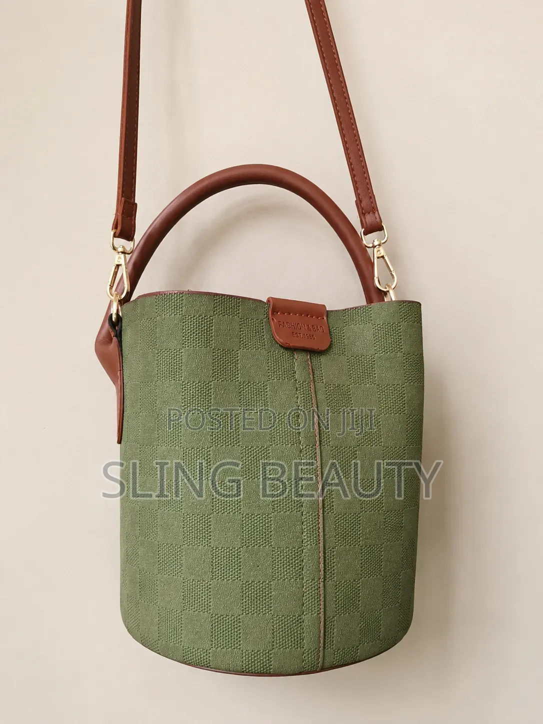 Elegant Olive Green Bucket Handbag