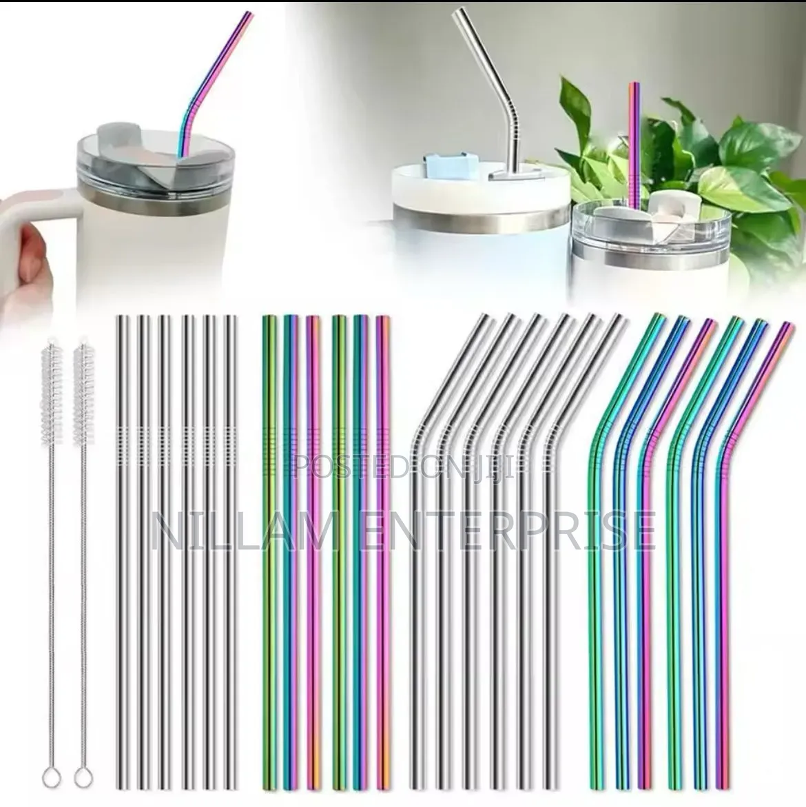 10 PCS Straw Set Plus 2 Cleaning Brushes