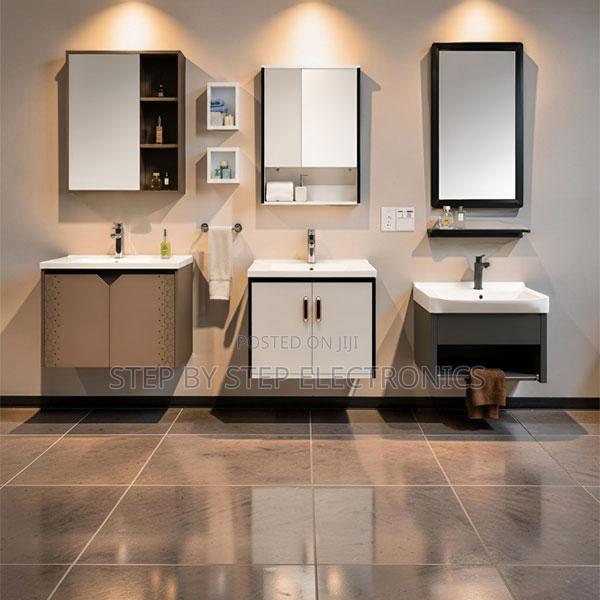 Contemporary Wall Mounted Bathroom Vanity With Mirror Cabinet Set