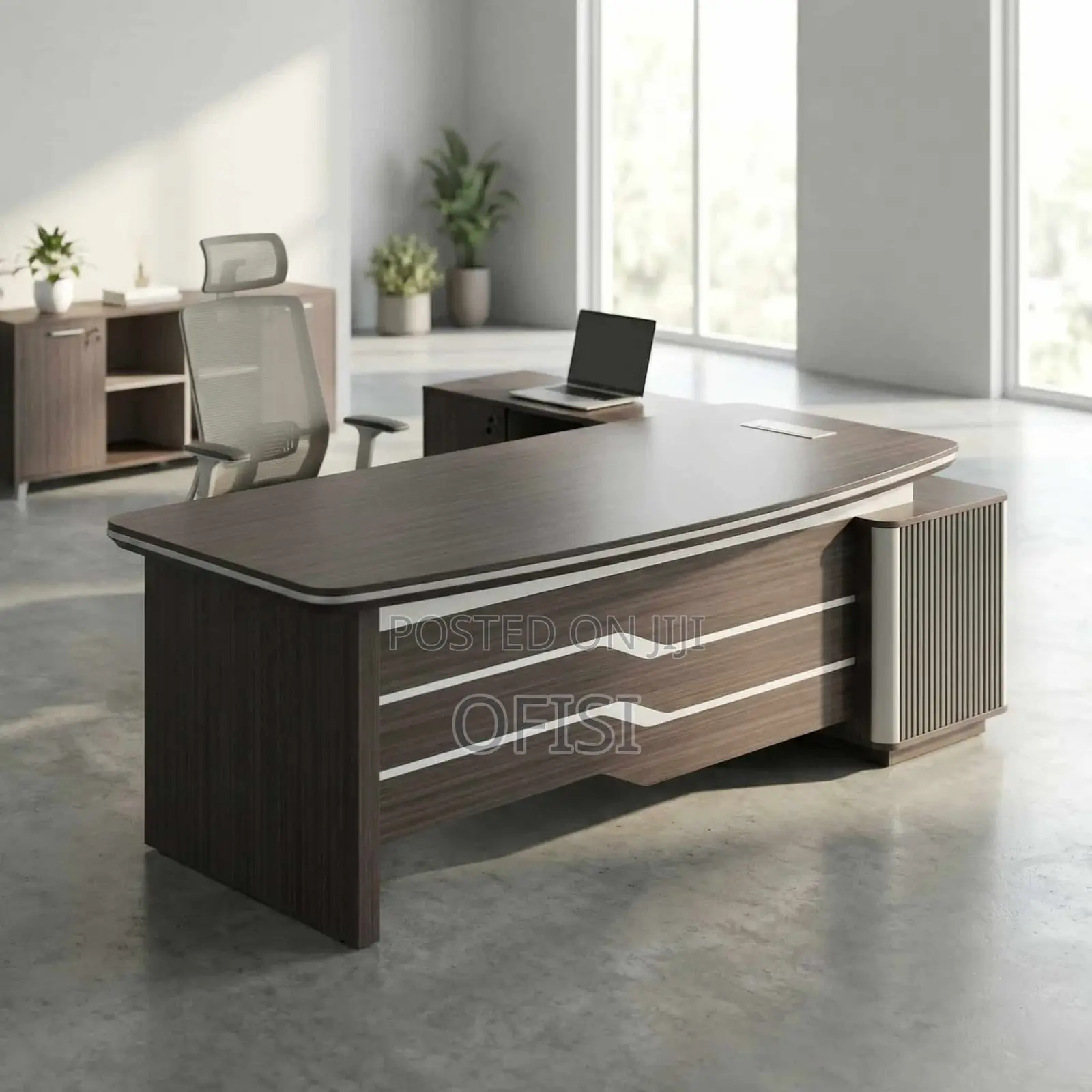Office Desk; 1.8m Desk With Side Cabinet