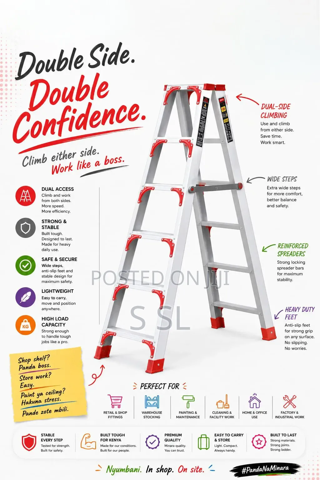 Buy 6 Step Double Sided Aluminium Ladder Kenya