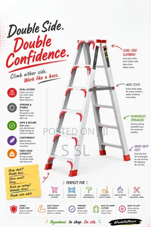 Buy 6 Step Double Sided Aluminium Ladder Kenya