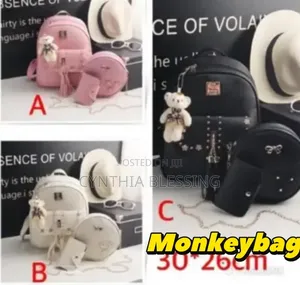 3 in 1 Fashion Monkey Bags Backpack Pink